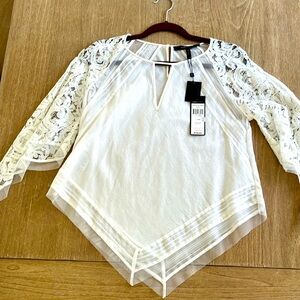 BCBG delicate lace sleeve blouse